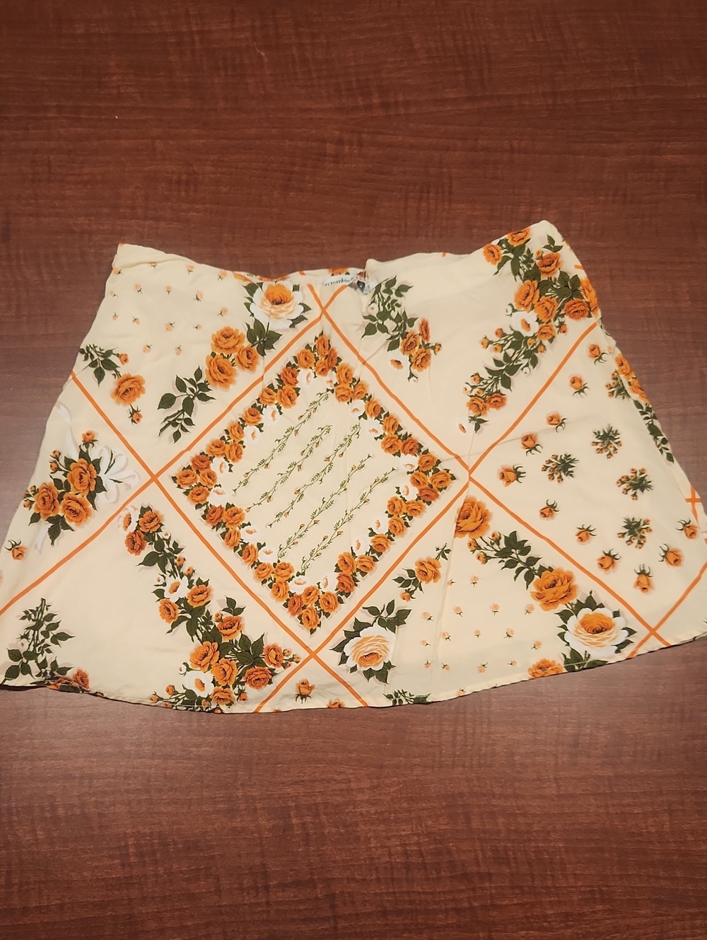 Abercrombie & Fitch Cream Mini Skort with Orange Rose Print